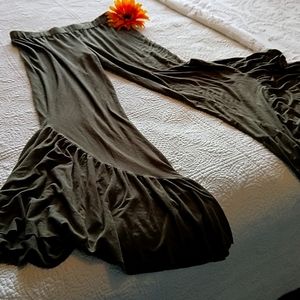 Flare leg olive green casual pants